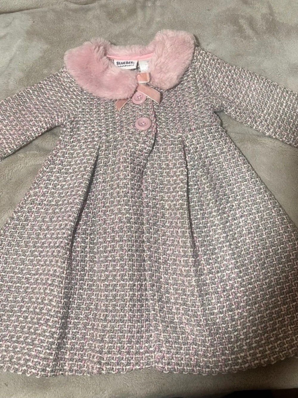 Blueberi Boulevard Girls Pink & Gray Formal Dress Size 18M Like New